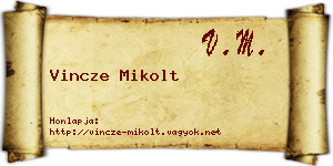 Vincze Mikolt névjegykártya
